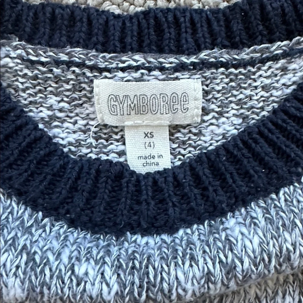 Gymboree Gray Knit Sweater with Colorful Sleeve